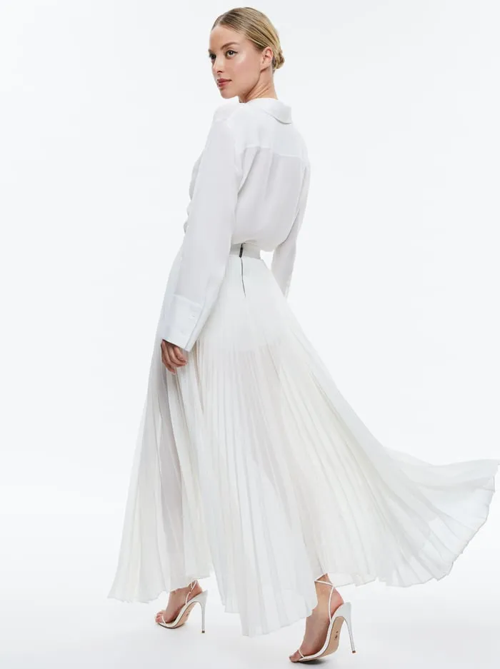 Skirts Women Alice Olivia Katz Pleated Maxi Skirt With Hot Pant Off White