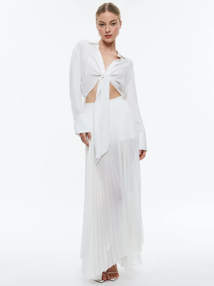 Skirts Women Alice Olivia Katz Pleated Maxi Skirt With Hot Pant Off White
