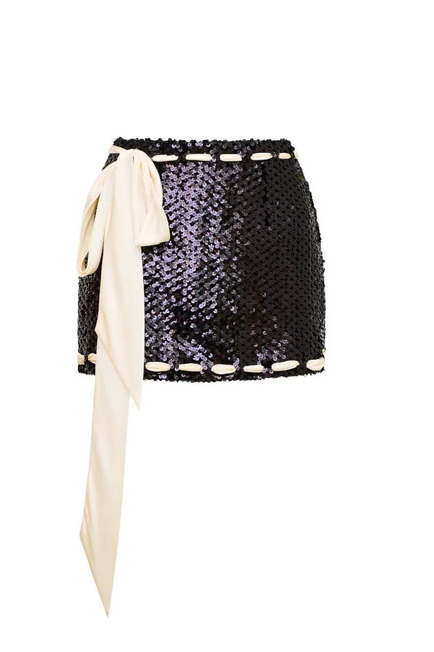 Skirts Women LoveShackFancy Lovina Sequined Mini Skirt Black