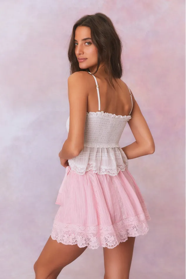 Skirts Women LoveShackFancy Matera Cotton Stripe Mini Skirt Cherry Pink