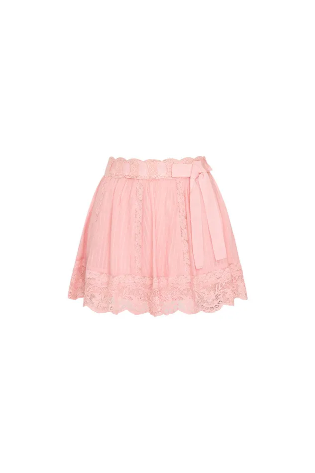 Skirts Women LoveShackFancy Matera Cotton Stripe Mini Skirt Cherry Pink