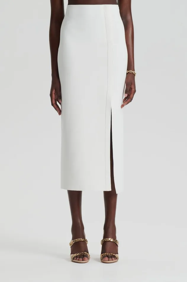 Skirts Women Scanlan Theodore CREPE KNIT SPLIT SKIRT Cream Skirts Women Scanlan Theodore CREPE KNIT SPLIT SKIRT Cream