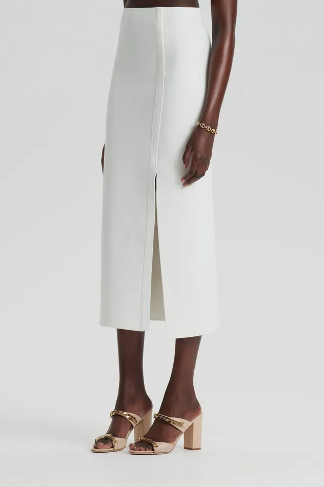 Skirts Women Scanlan Theodore CREPE KNIT SPLIT SKIRT Cream Skirts Women Scanlan Theodore CREPE KNIT SPLIT SKIRT Cream