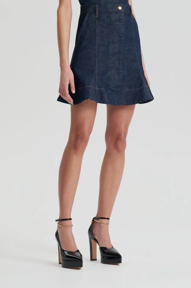 Skirts Women Scanlan Theodore DENIM SKATER SKIRT Indigo Skirts Women Scanlan Theodore DENIM SKATER SKIRT Indigo