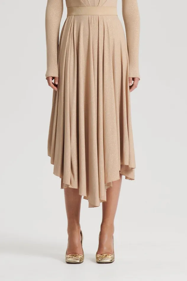 Skirts Women Scanlan Theodore TINSEL DRAPE SKIRT Champagne Skirts Women Scanlan Theodore TINSEL DRAPE SKIRT Champagne