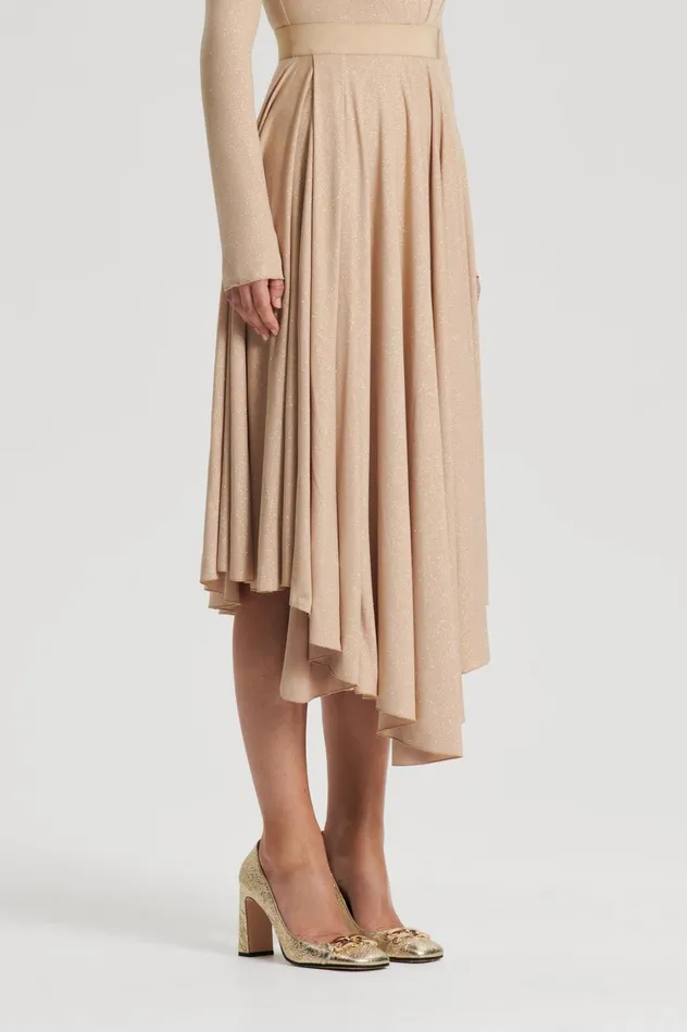 Skirts Women Scanlan Theodore TINSEL DRAPE SKIRT Champagne Skirts Women Scanlan Theodore TINSEL DRAPE SKIRT Champagne