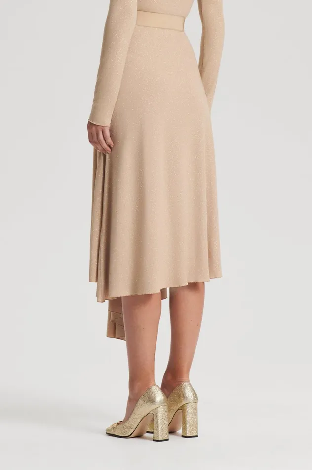Skirts Women Scanlan Theodore TINSEL DRAPE SKIRT Champagne Skirts Women Scanlan Theodore TINSEL DRAPE SKIRT Champagne