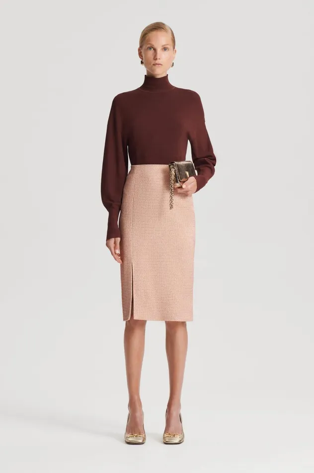 Skirts Women Scanlan Theodore TINSEL GINGHAM SKIRT Rosegold