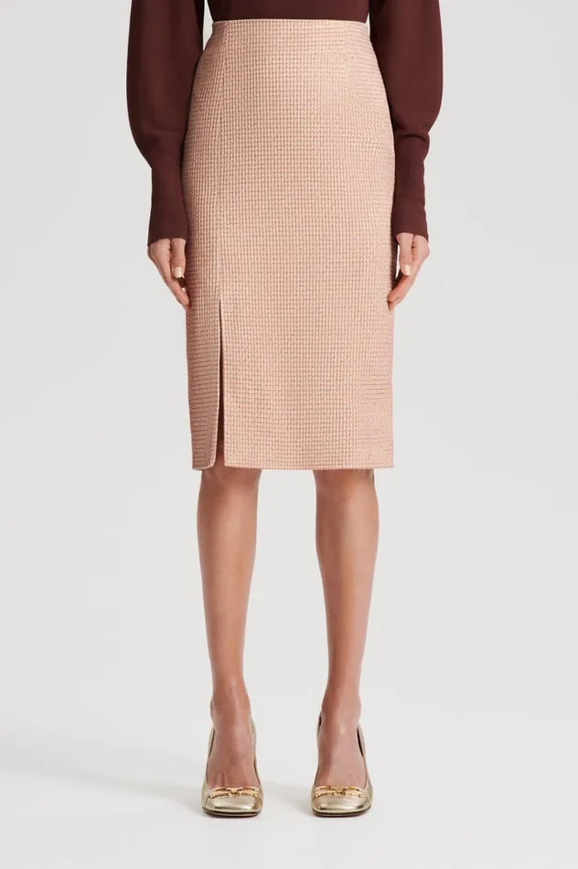 Skirts Women Scanlan Theodore TINSEL GINGHAM SKIRT Rosegold Skirts Women Scanlan Theodore TINSEL GINGHAM SKIRT Rosegold