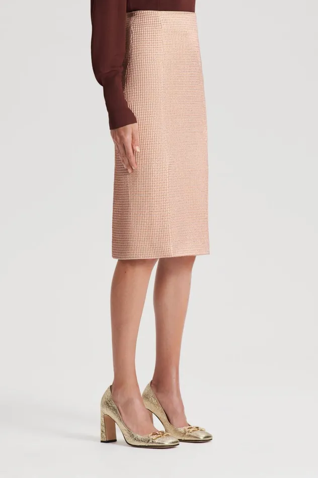 Skirts Women Scanlan Theodore TINSEL GINGHAM SKIRT Rosegold Skirts Women Scanlan Theodore TINSEL GINGHAM SKIRT Rosegold