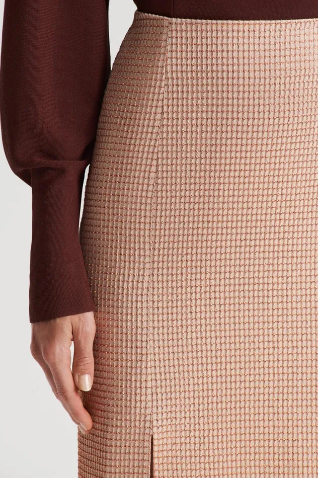 Skirts Women Scanlan Theodore TINSEL GINGHAM SKIRT Rosegold Skirts Women Scanlan Theodore TINSEL GINGHAM SKIRT Rosegold
