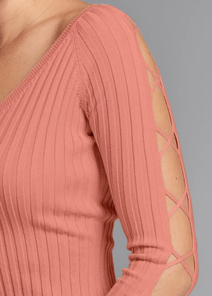 SLEEVE DETAIL SWEATER Coral Women VENUS Sexy Sweaters