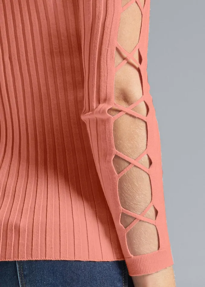 SLEEVE DETAIL SWEATER Coral Women VENUS Sexy Sweaters