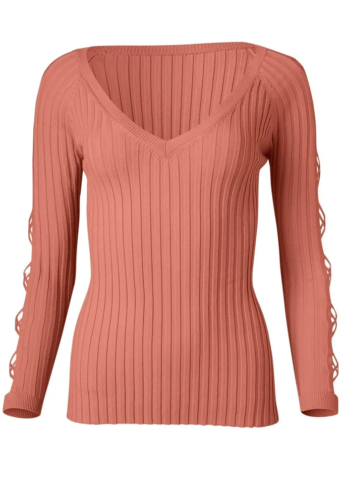 SLEEVE DETAIL SWEATER Coral Women VENUS Sexy Sweaters