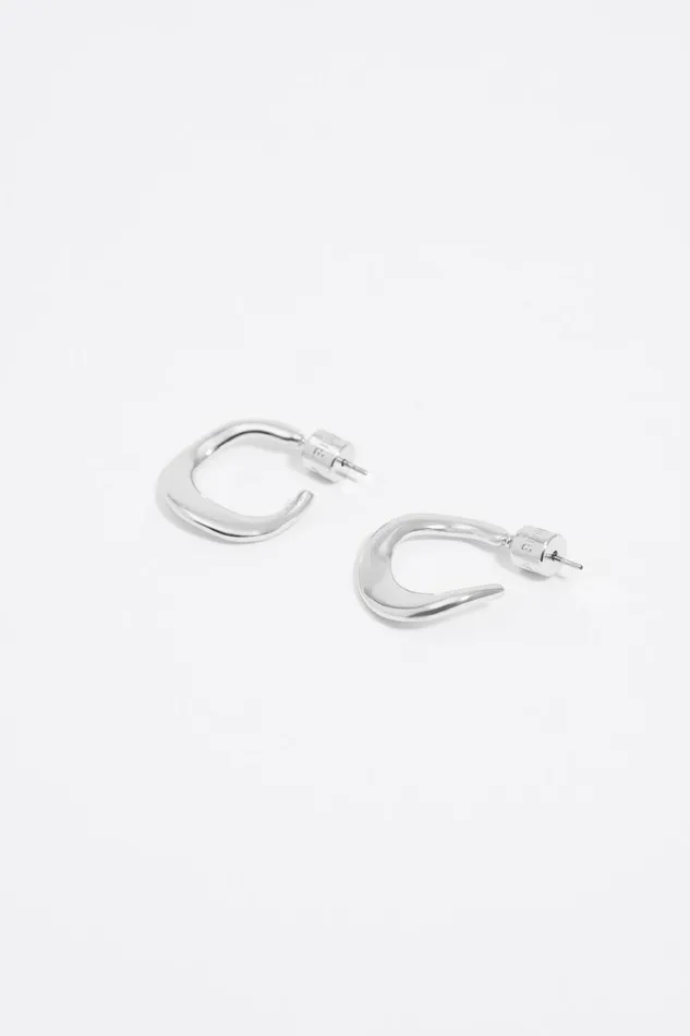 Small Silver Irregular Hoop Earrings Silver Women Bimba Y Lola Jewelry Small Silver Irregular Hoop Earrings Silver Women Bimba Y Lola Jewelry