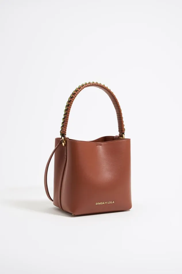 Small Walnut Leather Chihuahua Bucket Bag Nut Women Bimba Y Lola Crossbody Bags Small Walnut Leather Chihuahua Bucket Bag Nut Women Bimba Y Lola Crossbody Bags