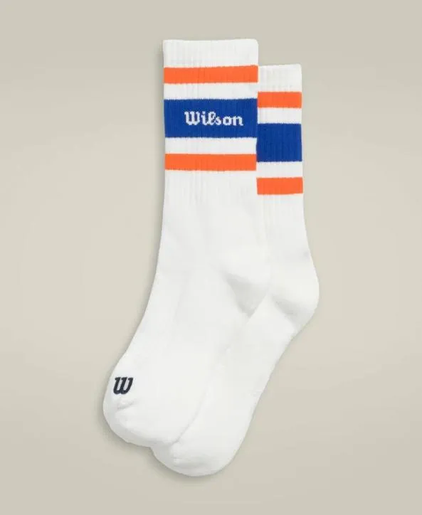 Socks Women Wilson U Crew Stripe Script Sock Vermillion