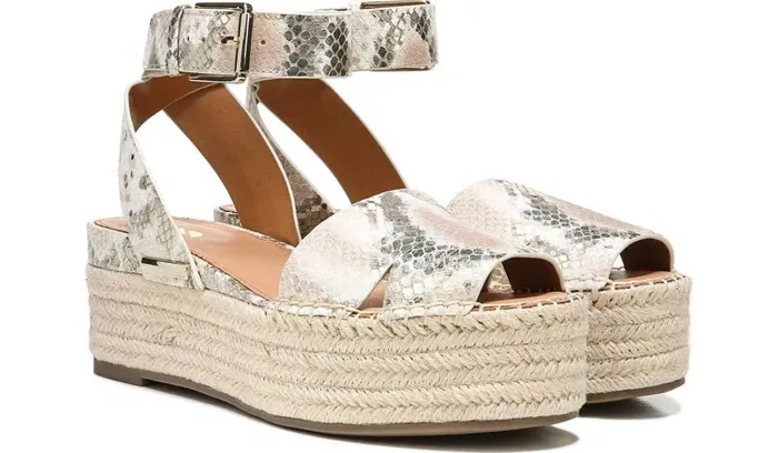Spadrilles Women Franco Sarto Sarto Lexie Espadrille Platform Sandal Dusty Rose Snake Leather