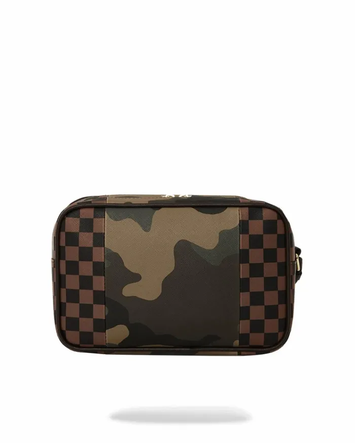 SPRAYGROUND EXTERIOR GOLD ZIP POCKET SHARKS IN PARIS TOILETRY BRICKSIDE BAG Bags