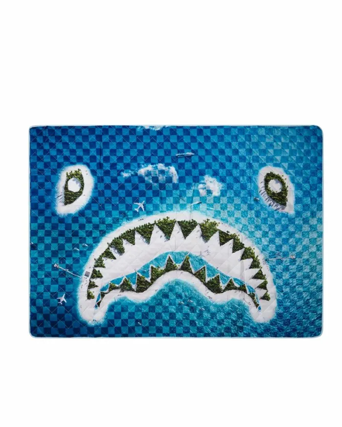 SPRAYGROUND SHARK ISLAND PACKABLE BEACH MAT BLANKET WATER RESISTANT CONVERTIBLE TOTE Bags