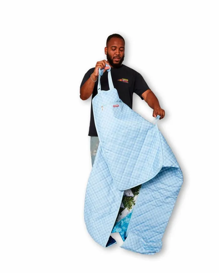 SPRAYGROUND SHARK ISLAND PACKABLE BEACH MAT BLANKET WATER RESISTANT CONVERTIBLE TOTE Bags