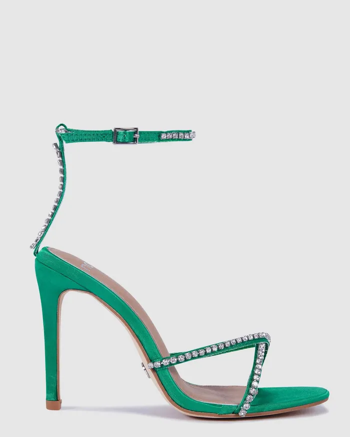 Stilettos Women NOVO Shoes PROMISE GREEN SATIN