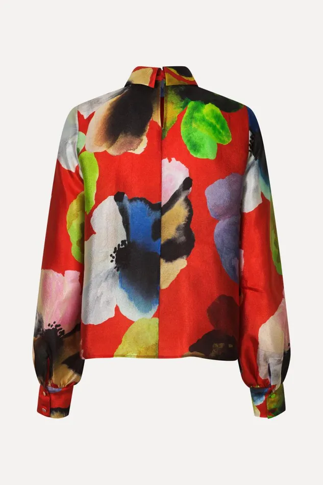 Stine Goya Exclusives Gathered Long Sleeve Top 8211 Bloom In Red 8211 Women