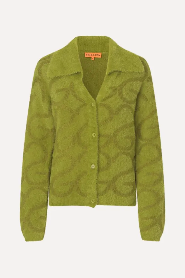 Stine Goya Exclusives Long Sleeve Cropped Cardigan 8211 SG Monogram Green 8211 Women