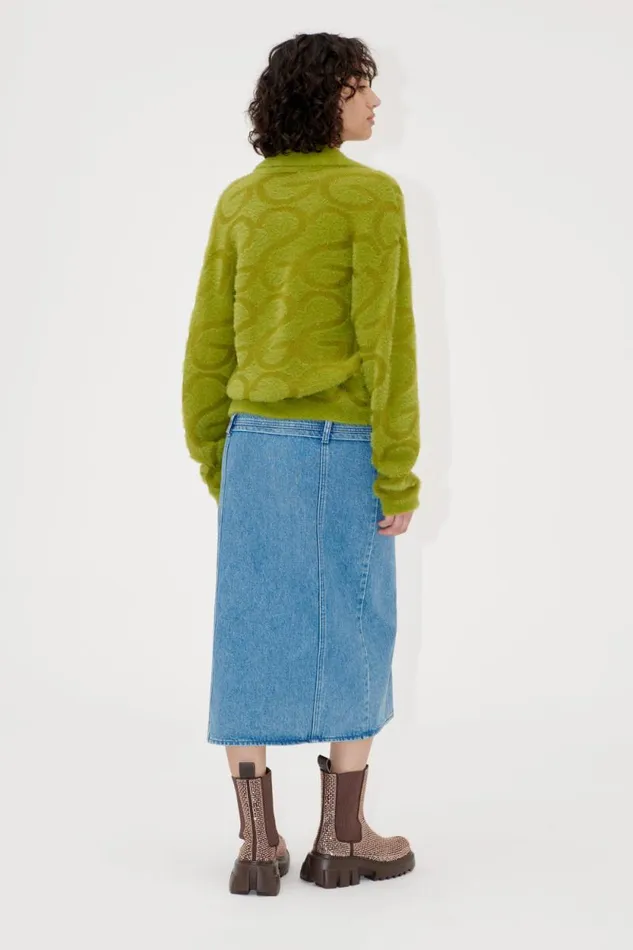 Stine Goya Exclusives Long Sleeve Cropped Cardigan 8211 SG Monogram Green 8211 Women