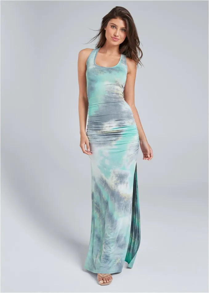 STRAPPY BACK MAXI DRESS Light Blue Multi Women VENUS Sundresses