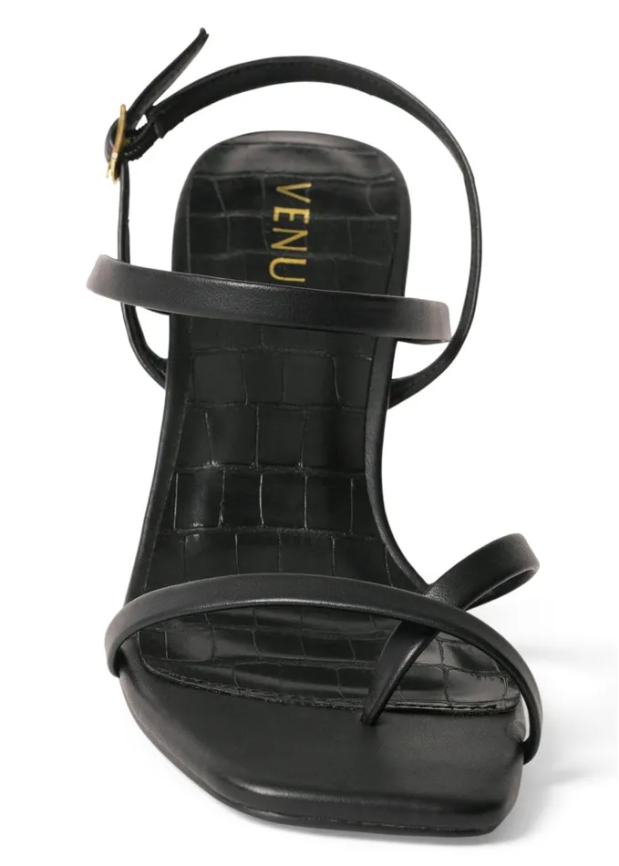Strappy Toe Loop Heels Black Women VENUS Heels
