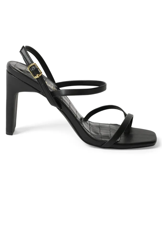Strappy Toe Loop Heels Black Women VENUS Heels