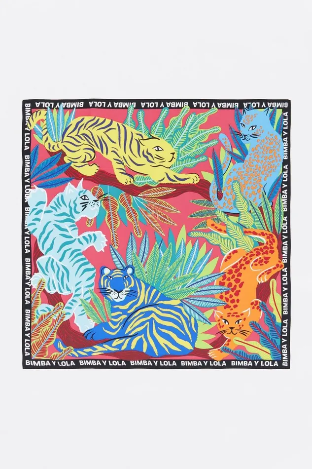Strawberry Jungle Leopard And Tiger Shawl Strawberry Women Bimba Y Lola Scarves Strawberry Jungle Leopard And Tiger Shawl Strawberry Women Bimba Y Lola Scarves