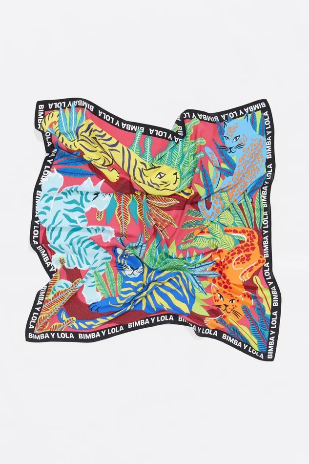 Strawberry Jungle Leopard And Tiger Shawl Strawberry Women Bimba Y Lola Scarves Strawberry Jungle Leopard And Tiger Shawl Strawberry Women Bimba Y Lola Scarves