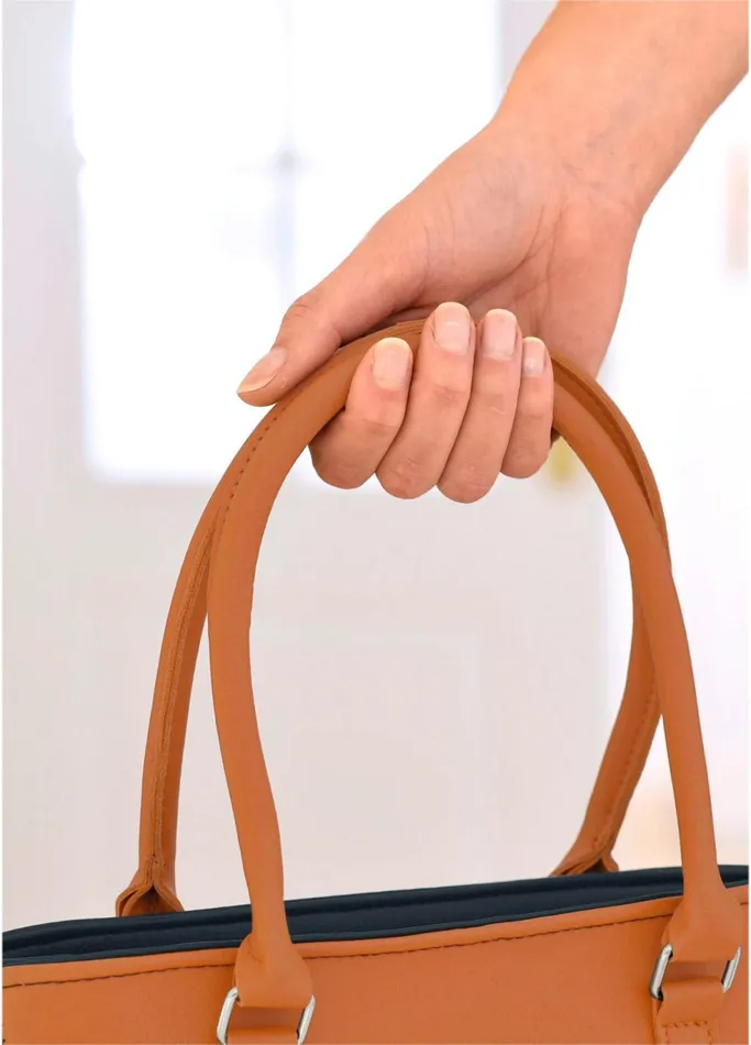 STRIPED TAN HANDBAG Navy and Beige Women VENUS Handbags