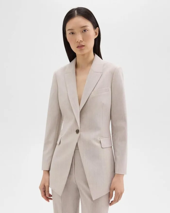Suits Women Theory Etiennette Blazer In Good Wool Sand Melange