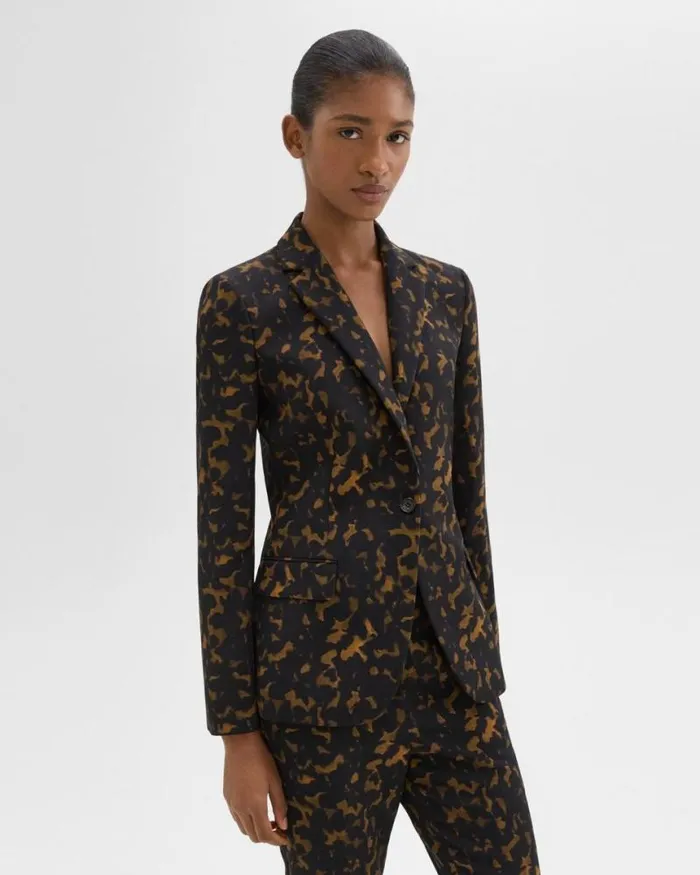 Suits Women Theory Staple Blazer In Tortoiseshell Printed Crepe Dark Brown Multi Suits Women Theory Staple Blazer In Tortoiseshell Printed Crepe Dark Brown Multi