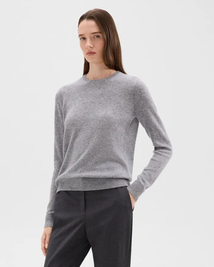 Sweaters Cardigans Women Theory Crewneck Sweater In Feather Cashmere Husky