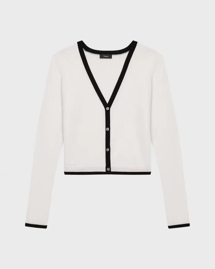 Sweaters Cardigans Women Theory Slim Cardigan In WoolViscose Ivoryblack Sweaters Cardigans Women Theory Slim Cardigan In WoolViscose Ivoryblack