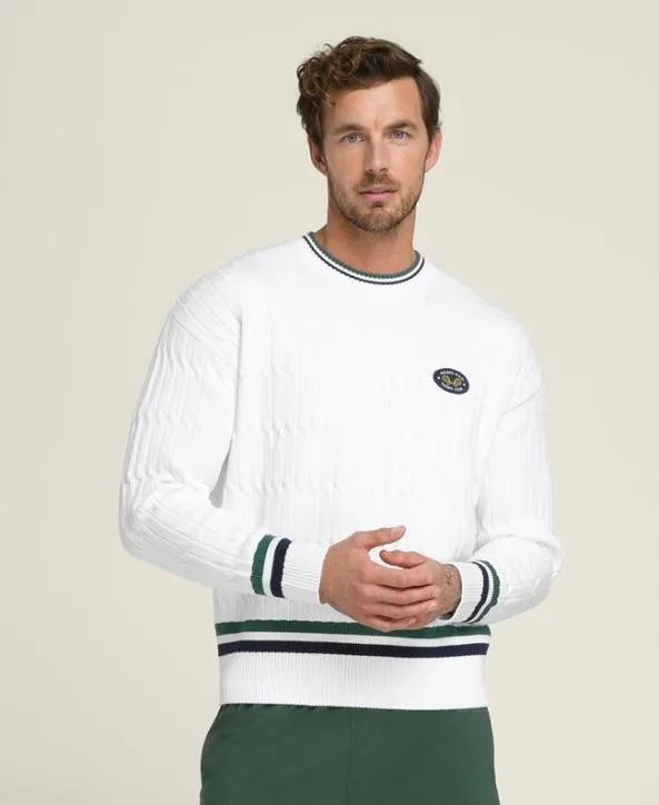Sweaters Men Wilson Tennis Club Cable Crew Bright White