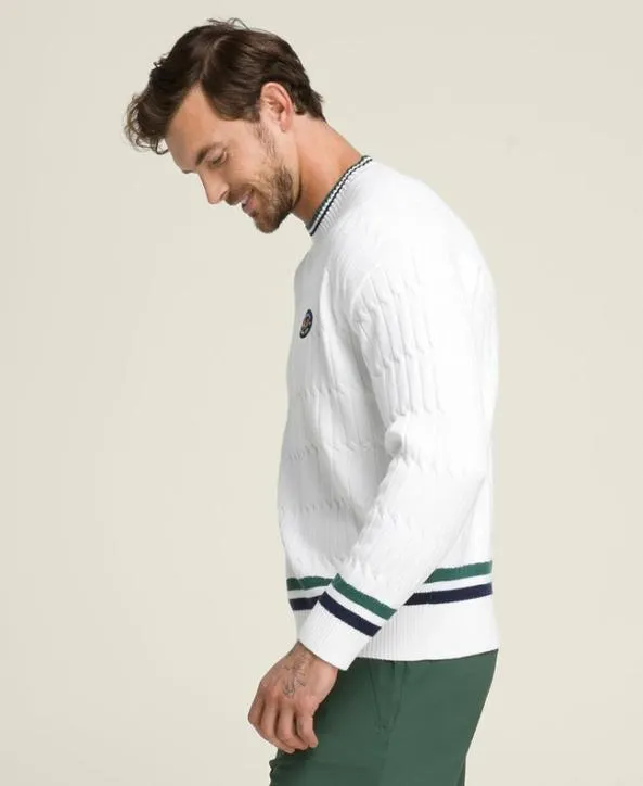 Sweaters Men Wilson Tennis Club Cable Crew Bright White Sweaters Men Wilson Tennis Club Cable Crew Bright White