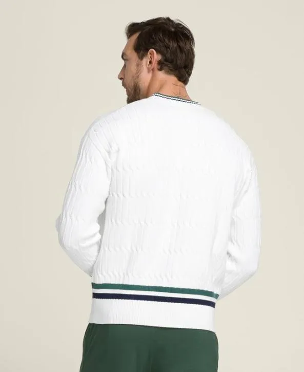 Sweaters Men Wilson Tennis Club Cable Crew Bright White Sweaters Men Wilson Tennis Club Cable Crew Bright White