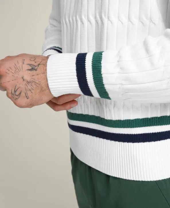 Sweaters Men Wilson Tennis Club Cable Crew Bright White Sweaters Men Wilson Tennis Club Cable Crew Bright White