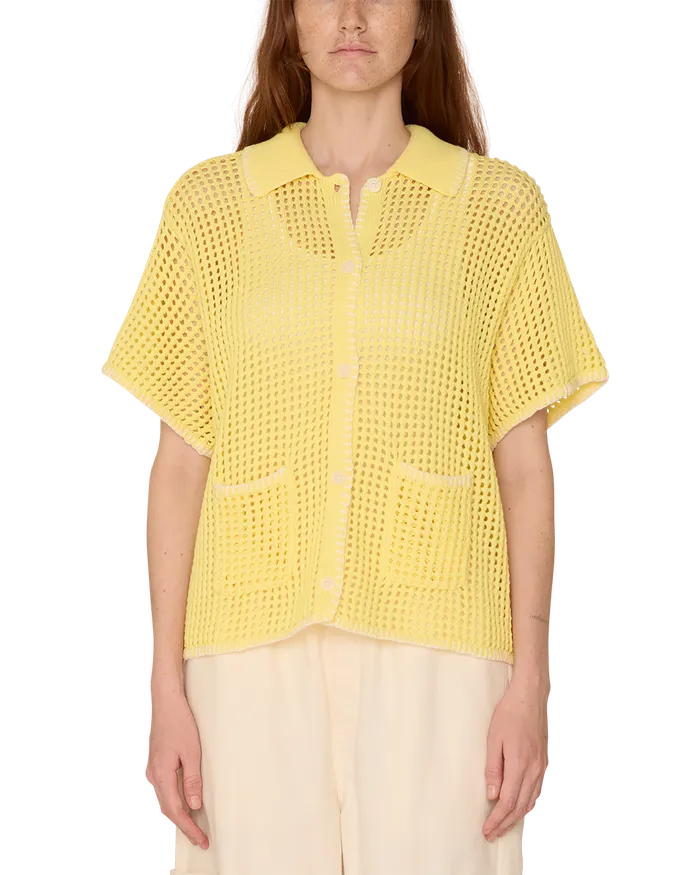 SWEATERS PILAR CROCHET CARDIGAN Yellow Pear OBEY Clothing Women