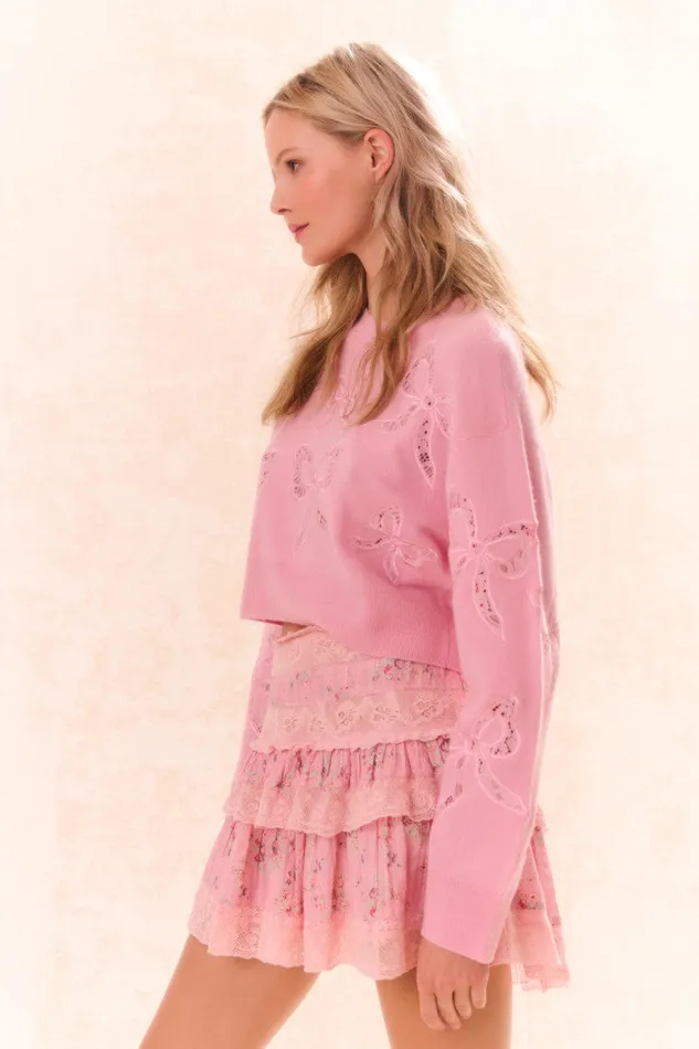 Sweaters Women LoveShackFancy Parson Bow Print Pullover Sweet Peony Sweaters Women LoveShackFancy Parson Bow Print Pullover Sweet Peony