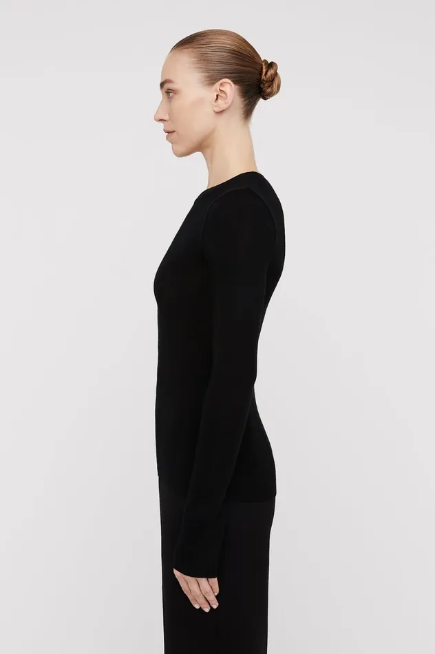 Sweaters Women Scanlan Theodore BABYWOOL CREW SWEATER Black All Sweaters Women Scanlan Theodore BABYWOOL CREW SWEATER Black All