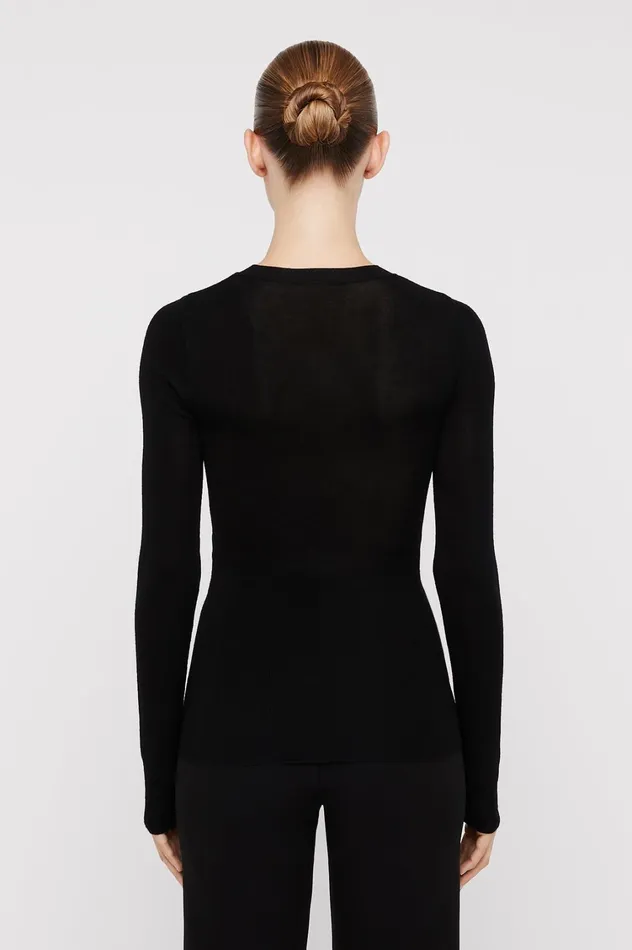 Sweaters Women Scanlan Theodore BABYWOOL CREW SWEATER Black All Sweaters Women Scanlan Theodore BABYWOOL CREW SWEATER Black All