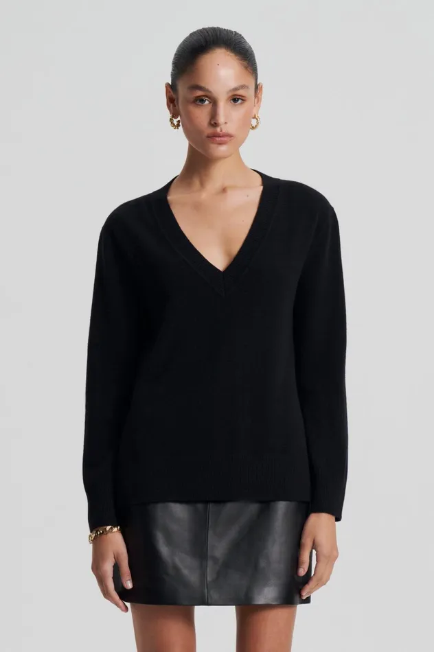 Sweaters Women Scanlan Theodore CASHMERE V Black Sweaters Women Scanlan Theodore CASHMERE V Black