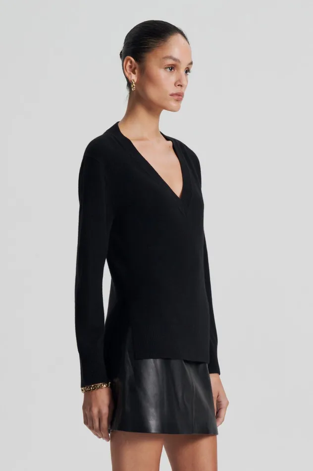 Sweaters Women Scanlan Theodore CASHMERE V Black Sweaters Women Scanlan Theodore CASHMERE V Black
