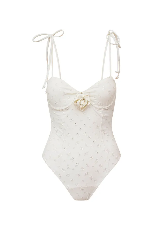 Swim Women LoveShackFancy Chamomile Eyelet One Piece Swimsuit Dover White